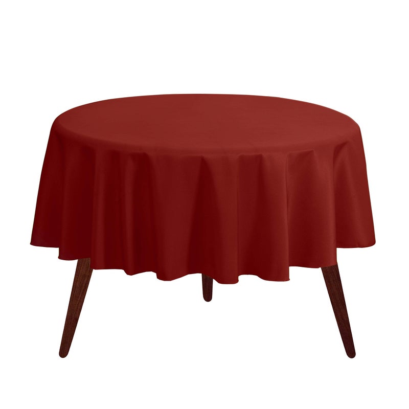 Gee Di Moda Round Tablecloth - 90 Inch Burnt Orange Round Table Cloth for 30 to 60 Inch Round Tables - Heavy Duty Washable Fabric - for Buffet Table, Holiday Party, Dinner, Wedding & Baby Shower - Image 1